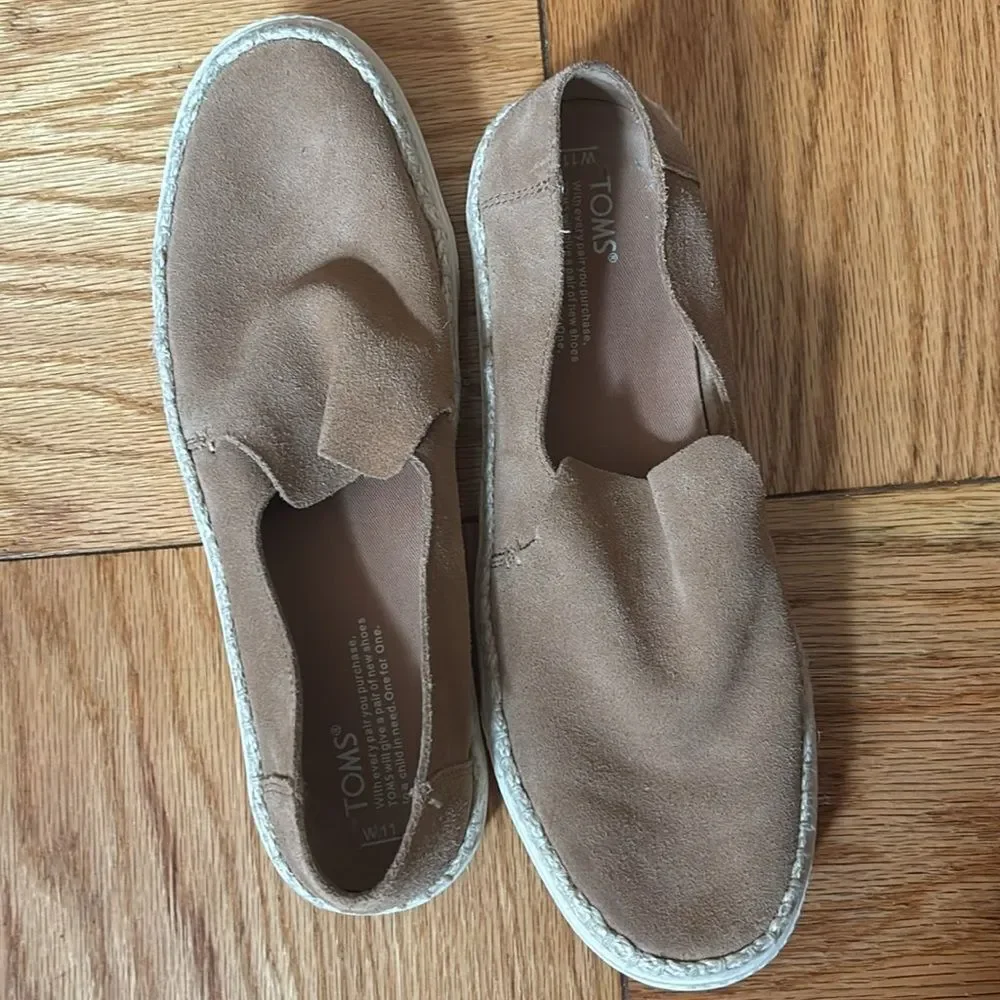 Toms Sunset Toffee Suede Women's Tan Slip-On Espadrille Sneakers Size 11